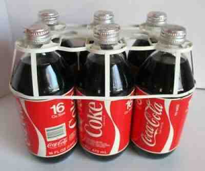 Vtg Coca Cola 6 Pack 16oz Bottle Glass Metal Cap/6 Pk 125 Years 1986 Full Sealed