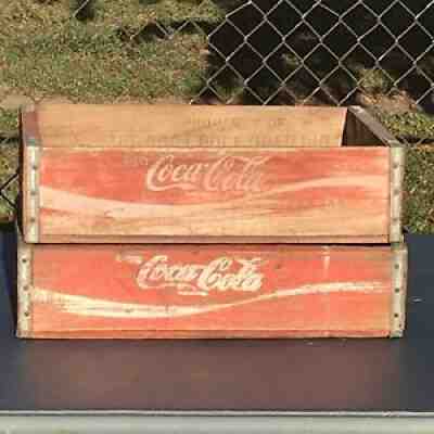 Vintage 1980s Wooden Coca Cola Crates ~ Lot Of 2 ~ Charleston, SC USA