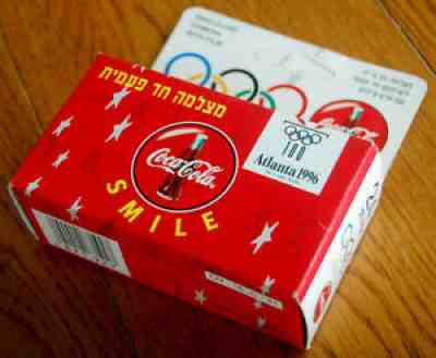 Jewish ADVERTISING Hebrew COCA COLA CAMERA + FILM Box ISRAEL Olympic GAMES 1996