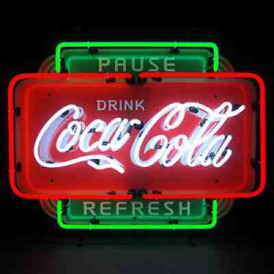 Neon Sign Drink Coca Cola Pause Refresh Coke wall lamp Soda Pop Licensed Star