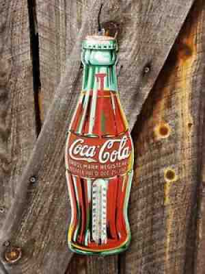 1936 Coca Cola Bottle Thermometer. Works! 17inx5in