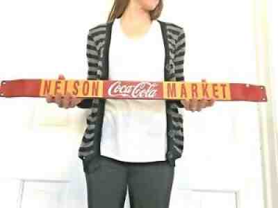 Vtg Nelson's Market Coca Cola Coke Soda Pop Metal Sign Door Push