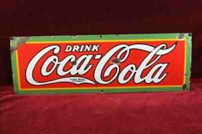* ANTIQUE ORIGINAL COCA COLA PORCELAIN ADVERTISING SIGN 1920s TENNESSEE ENAMEL *