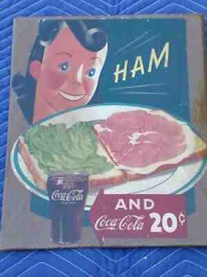 VINTAGE COCA COLA HAM SANDWICH DINER SIGN - 1941
