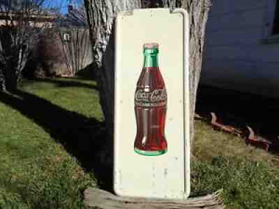Old Vintage Coca Cola Bottle Pilaster Sign circa 1950