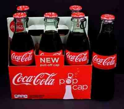 *HTF Test Market PULL TOP 6 pack Coca Cola bottles w carrier/carton Pop Cap Tab