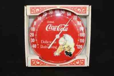 Coca-Cola Round Thermometer Tin Advertising Sign Delicious & Refreshing
