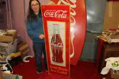 Rare Large Vintage Coca Cola 1923 Christmas Bottle Soda Pop 53" Metal Sign