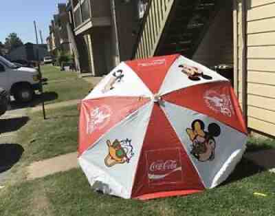 Coca Cola Coke Vintage Extra Large Commercial Umbrella Disney 1986 15th Ann