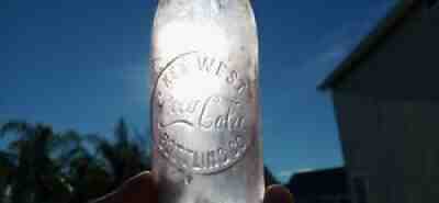 Rare Vintage Clear Straight Sided Coca Cola Coke Bottle Early 1900s Dixie Key...