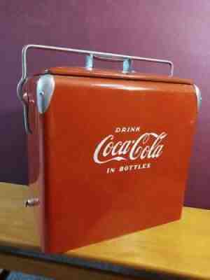Vintage1940-50s Coca-Cola Metal Cooler w/Bottle Opener ORIG & JUST ABOUT PERFECT