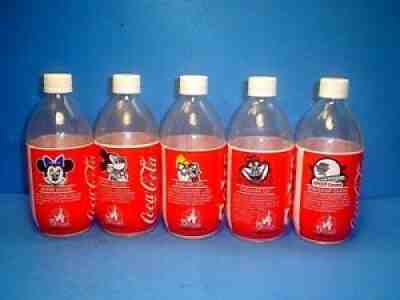 VINTAGE 1986 15 YEARS OF WALT DISNEY WORLD COCA-COLA 16 OZ BOTTLES MICKY EPCOT