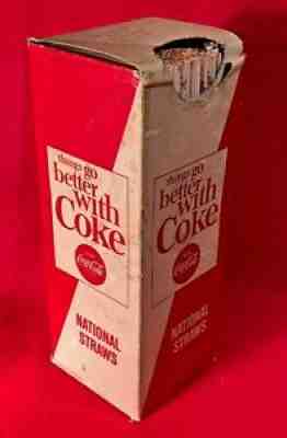 J5) Vintage Coca Cola Straws Box Straw National Soda Fountain COKE Things Go Bet