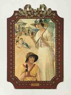 Rare Vintage Original Coca Cola BEACH GIRLS 1918 Cardboard 28â? Advertising Sign