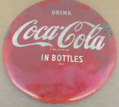 Vintage Drink Coca Cola In Bottles Button Sign Advertisment
