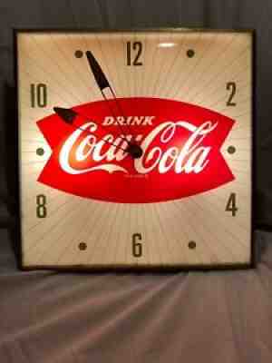 COCA COLA LIGHTED FISHTAIL CLOCK BY PAM