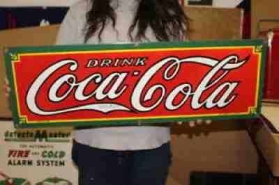 Drink Coca Cola Soda Pop Gas Oil 30" Porcelain Metal Sign