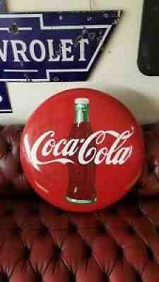 Coca Cola 24 Inch Red Button Sign Bottle Coke 2 Foot Circle Wall Hanging