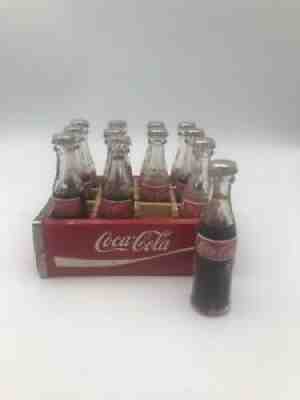 Vtg Miniture Coca-Cola 12 Pack W/wood Box Glass Bottles 3â?