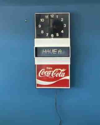 Vintage Everbrite Lighted Coca Cola Clock â??Have A Coke And A Smileâ? 1977