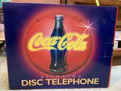 Un-used NEW 1995 COCA COLA DISC TELEPHONE Blinking Neon Musical Coke Phone 16x12