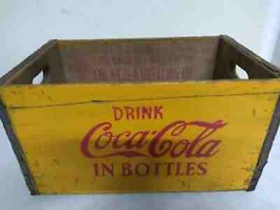 RARE 1939 Original Drink Coca Cola Bottles Wood Crate Carrier Box Yellow Coke