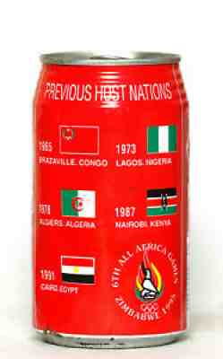 1995 Coca Cola can from Zimbabwe, 6th All Africa Games / Previous Host Nations