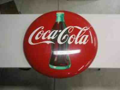 Vintage Original 1950's Coca-Cola 36â? Button sign with Coke Bottle