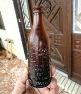 GREENWOOD, MISSISSIPPI ms Coca Cola COKE Script AMBER STRAIGHT SIDE SODA BOTTLE