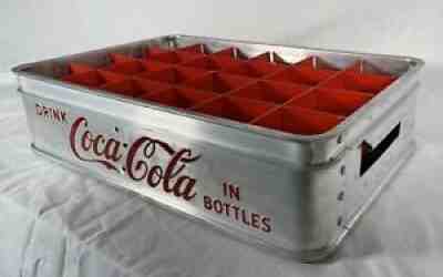 VINTAGE ALUMINUM and Plastic COCA-COLA 24-BOTTLE METAL CRATE CARRIER - Unique!