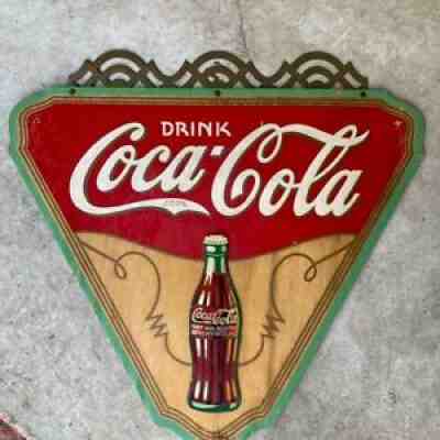 Coca Cola 1930 Original Kay Display Triangle Sign Â Ultra Rare Wood Sign Vintage