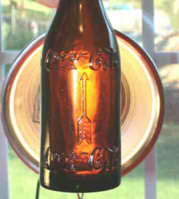RARE ORIGINAL COCA COLA S.S. AMBER WITH ARROWS BOTTLE " MEMPHIS,TENN. " NICE "