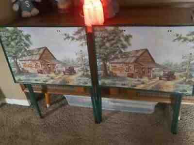Old Vtg COCA-COLA TV TRAY SNACK TABLE Set of 2 Rack Mid-Century green