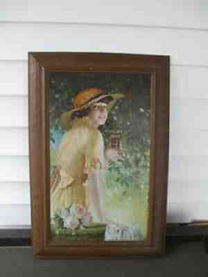 Coca-Cola 1916 Self Framed Tin Sign Elaine Original Rare Passaic Metal Co