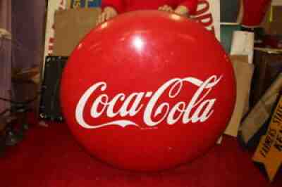 Large Vintage 1957 Coca Cola Soda Pop Gas Station 36" Metal Button Sign