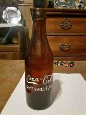 Straight Side Amber Coca Cola Bottle Script Huntsville Alabama AL Root Glass