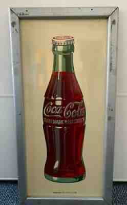 1940s COCA-COLA SIGN: 18x36" Excellent condition in original wood frame mount