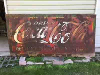 LARGE Antique Vintage 1930â??s Porcelain Coca Cola Coke Soda Sign Restaurant Decor
