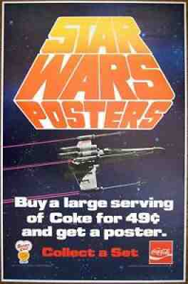 US Coca-Cola STAR WARS CAMPAIGN 1977 Coke Beverage Store Advertising Poster RARE