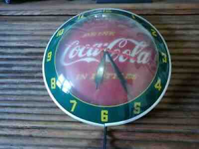2003 Coca Cola DOUBLE Bubble Glass advertising Clock Sign !! " Nice "