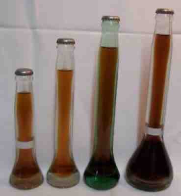 4 VINTAGE COCA COLA LABORATORY SYRUP SAMPLING TEST TUBE BOTTLES 8,9.5,11,11.75"