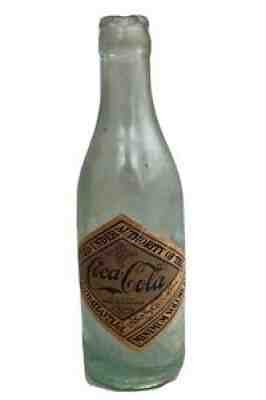 Antique Coca-Cola Bottle Macon Ga 1907 Diamond Paper Label Straight Side Green