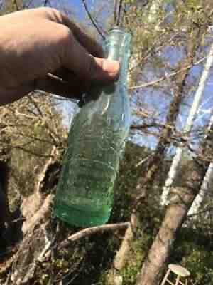 ANTIQUE NICE GREENWOOD MISS. AQUA STRAIGHT SIDE SCRIPT COCA COLA SODA BOTTLE