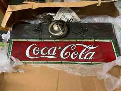 Vintage Coca Cola Stained Glass Tiffany Style Hanging Lamp Bar Pool Table Light