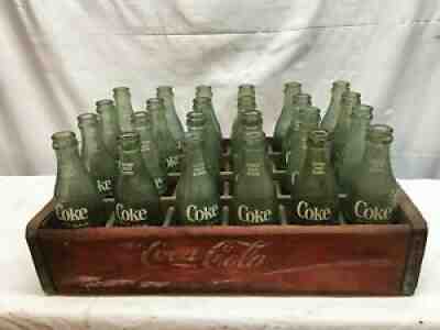 Vintage Coca Cola 24 Bottles Crate Complete 6 1/2 Oz Wood Case Soda Fountain