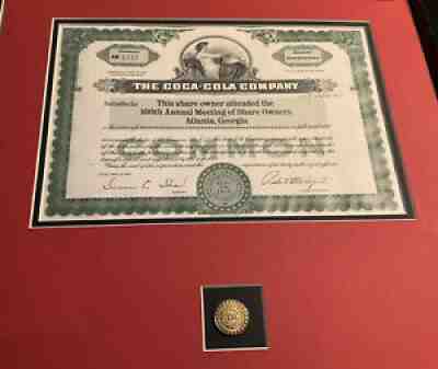 Coca-Cola 100th Shareholder Meeting Certificate    Original Box/Letter