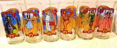 Vtg Set of 6 Coca Cola The Wizard of Oz 50th Anniversary Drinking Glasses 1989