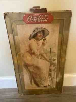 Antique Full Size Early 1900s Coca Cola Coke Advertising Poster Sign Display