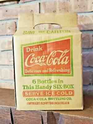 Rare Vintage 1929 Coca Cola Cardboard 6 Pack Carrier Carton Sign, Original