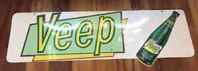 Vintage 1960s Veep Painted Tin Soda Advertising Sign Original Coca Cola Product!